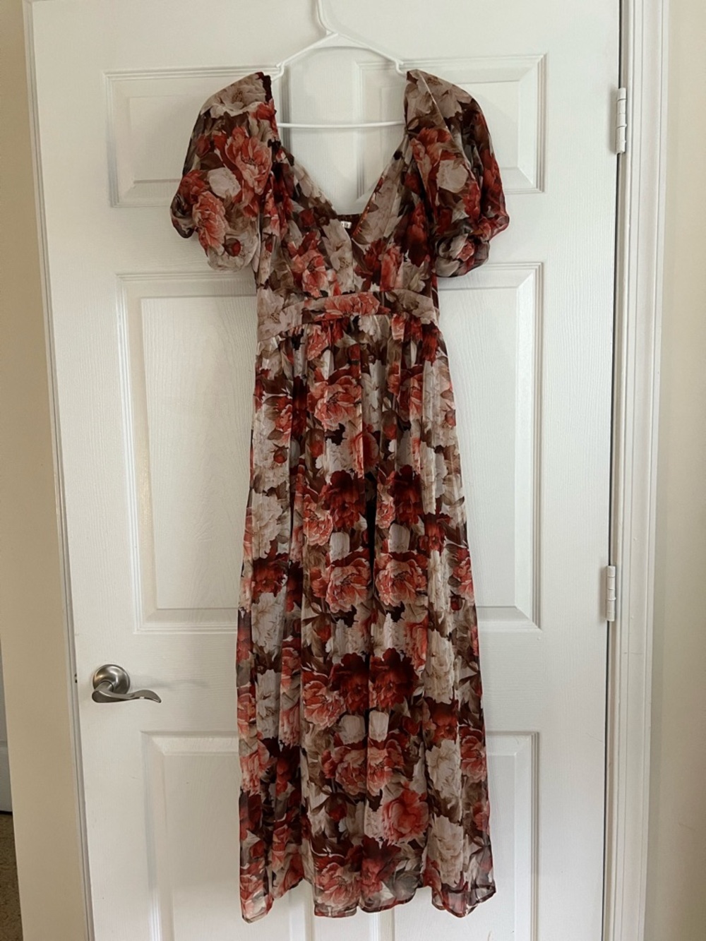 BaeVely Lane 201 Rustic Romance Brown Tan Floral Cottagecore Midi Dress Medium - Picture 2 of 9